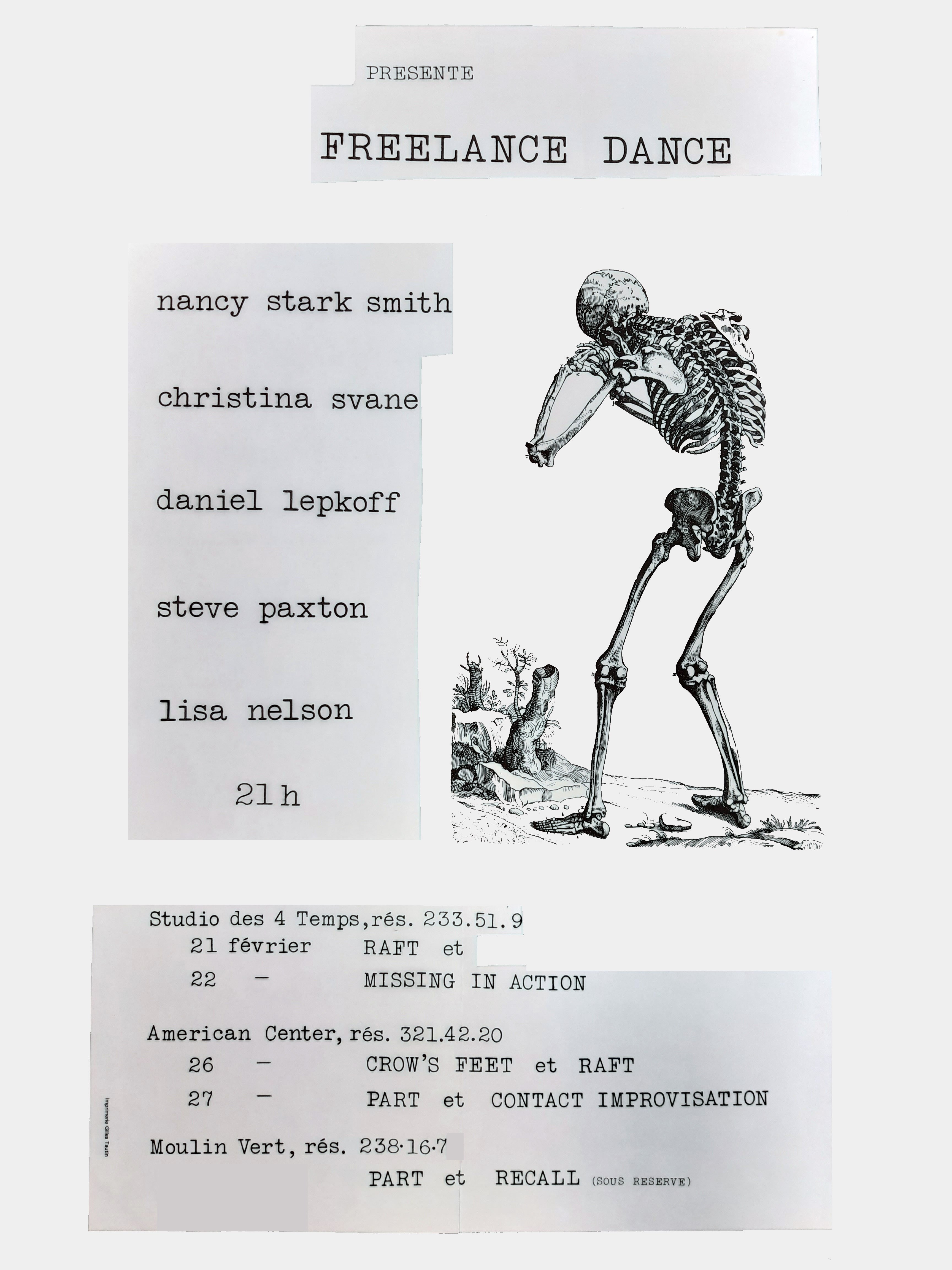Mock-up of a poster for Freelance Dance in Paris in 1981