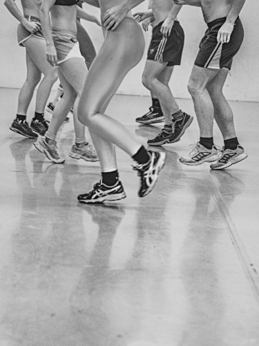 Dancers in sneakers training.