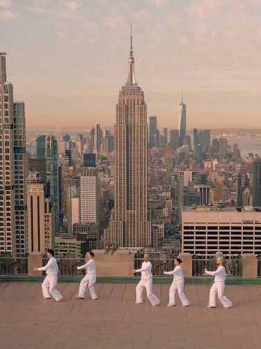 dancers performing at the top of the rock - Rockefeller Center NYC 
