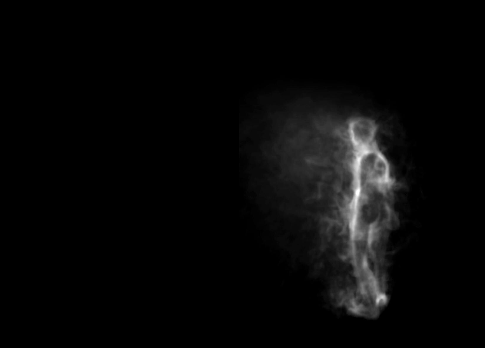 a foggy shape of a person roaming in the darkness