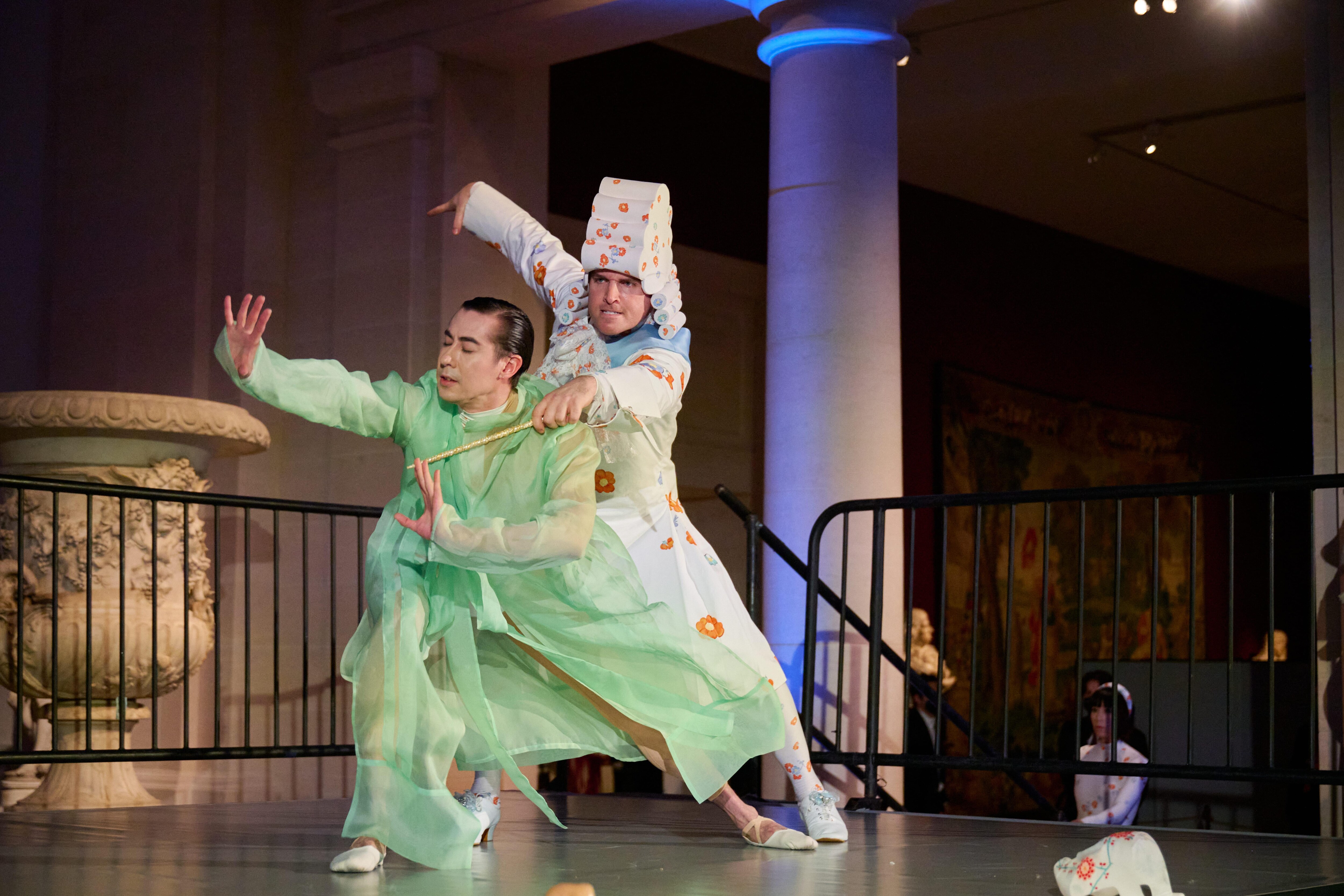 Photograph of the Sorcerer casting the curse on the prince, during the performance of the Ballet des Porcelaines