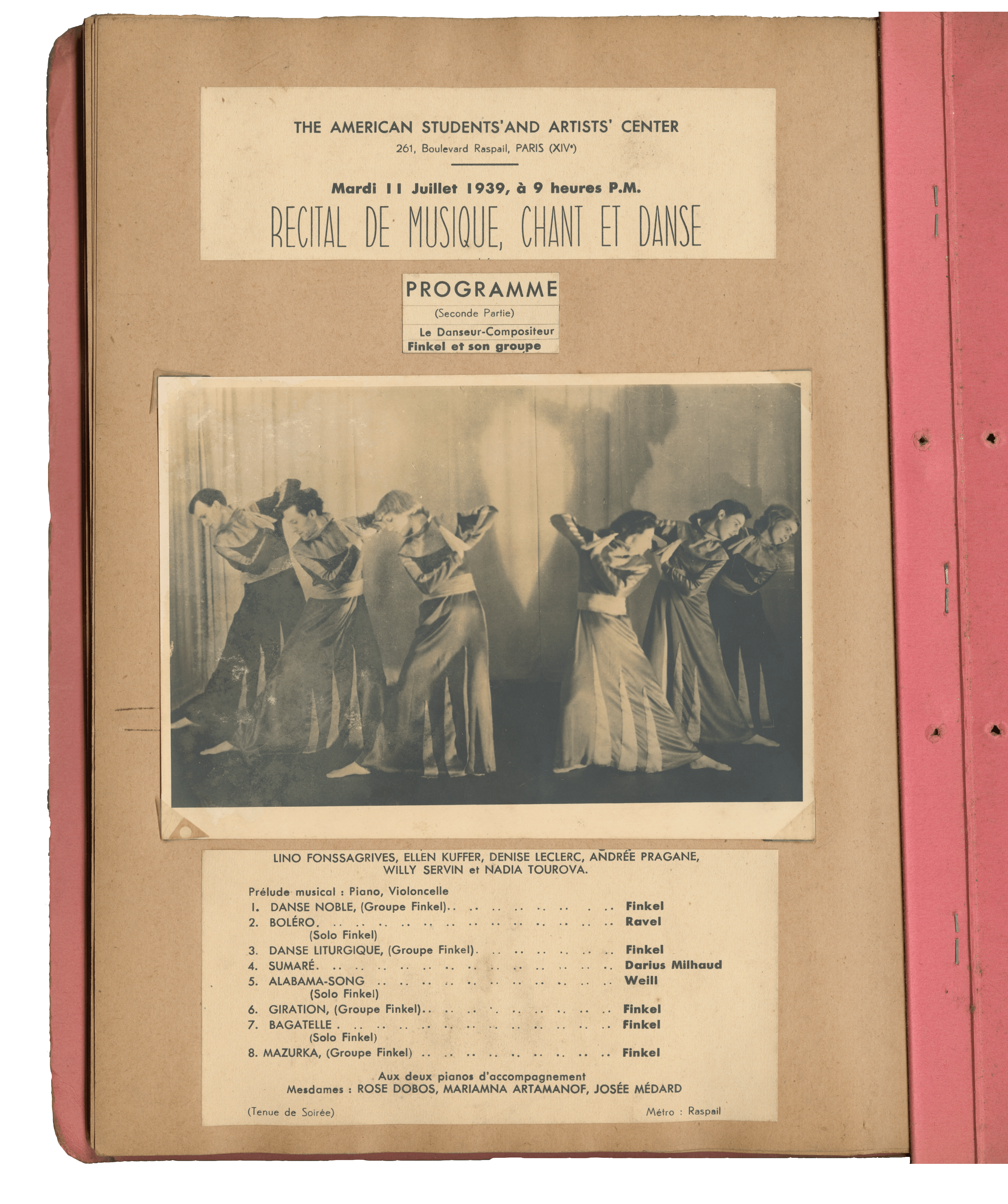 Extrait d’un album photo réalisé par Andrée Pragane en souvenir du Groupe Finkel, 1939.