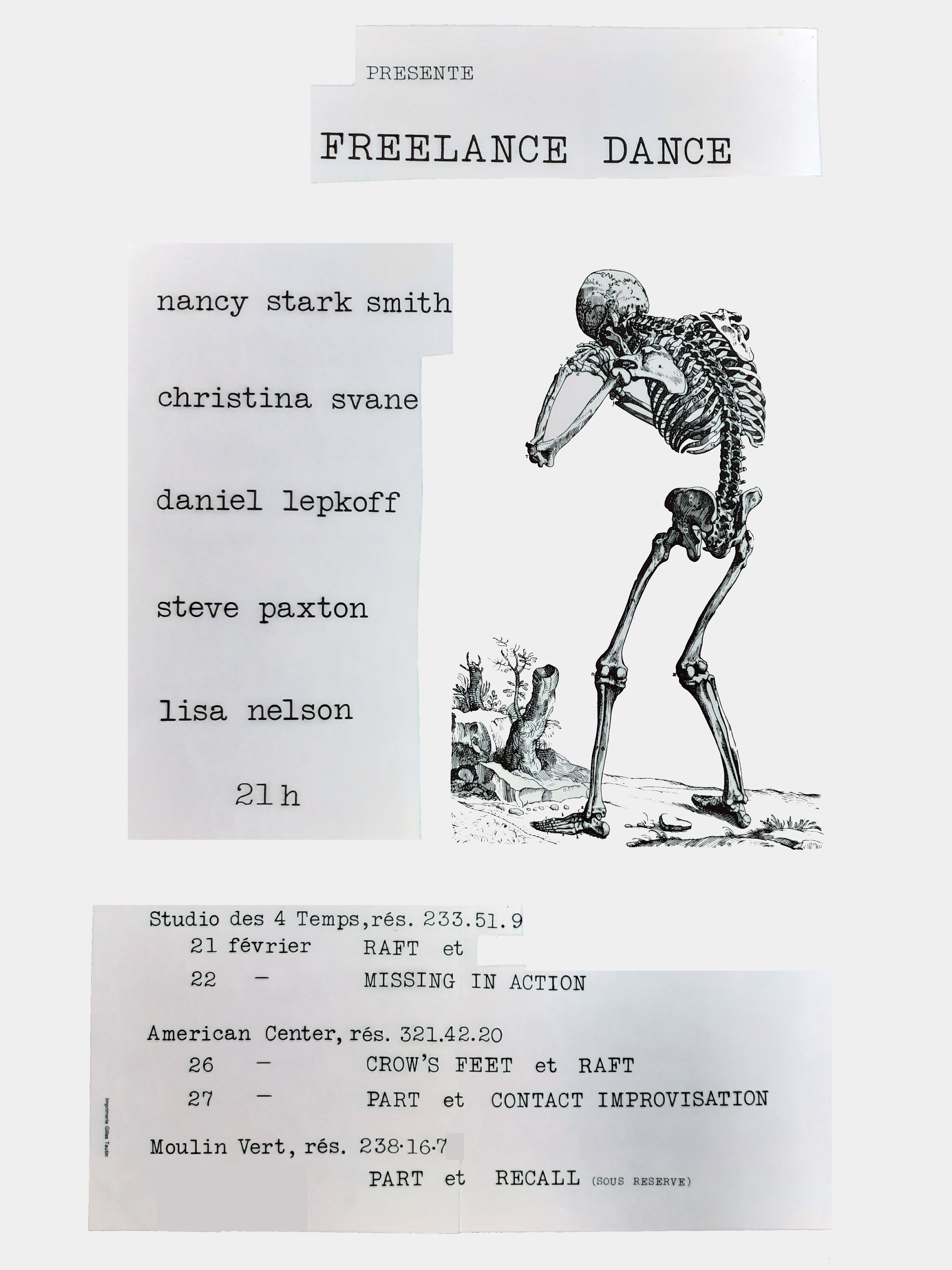 Mock-up of a poster for Freelance Dance in Paris in 1981