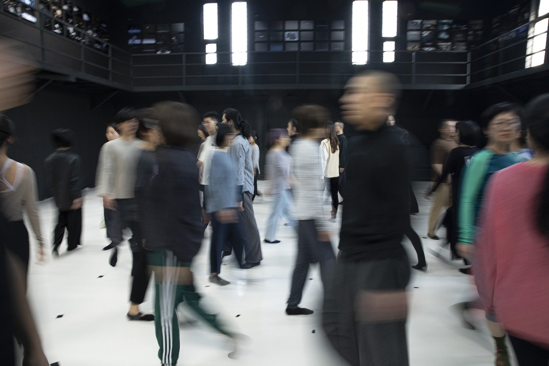 Participants walking in space