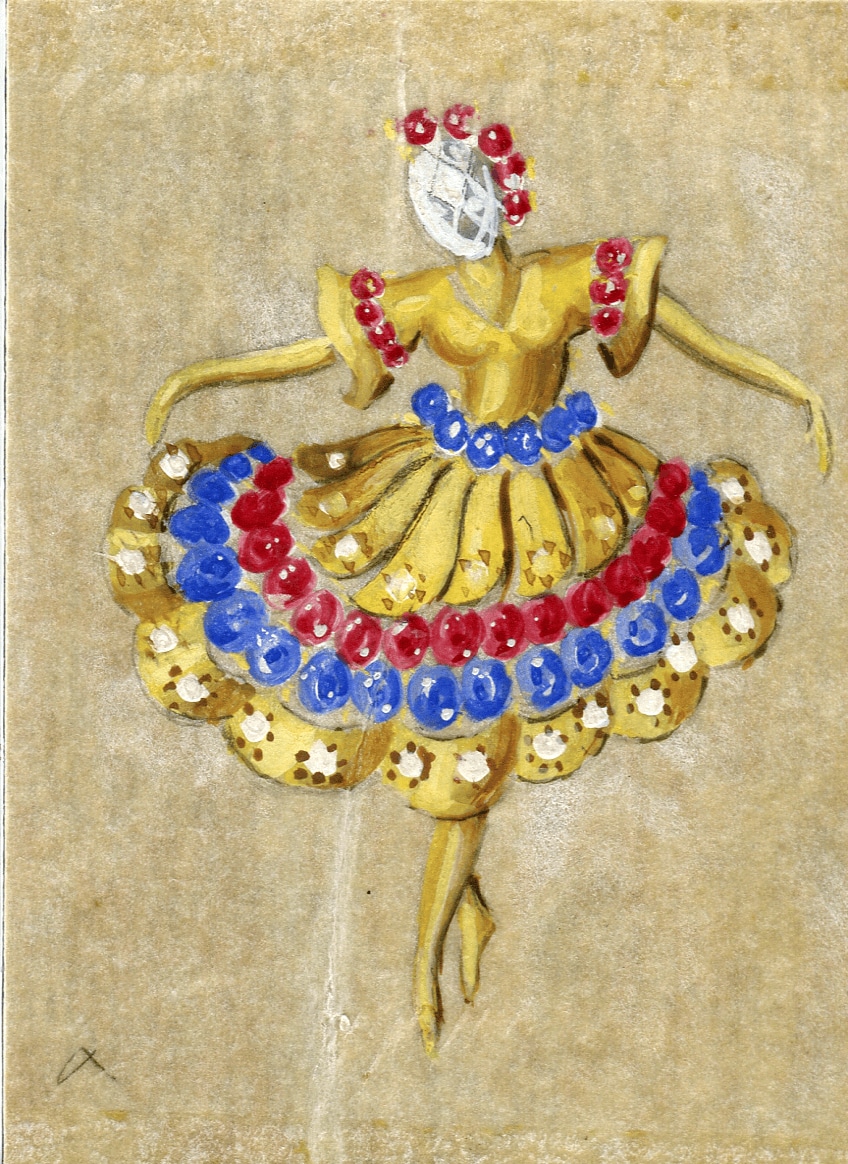 Archive d'un gouaché d'un clip Danseuse de Van Cleef & Arpels 