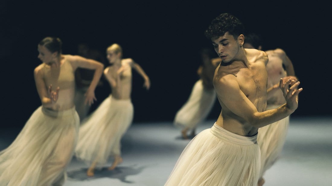 Dancers in long white tutus