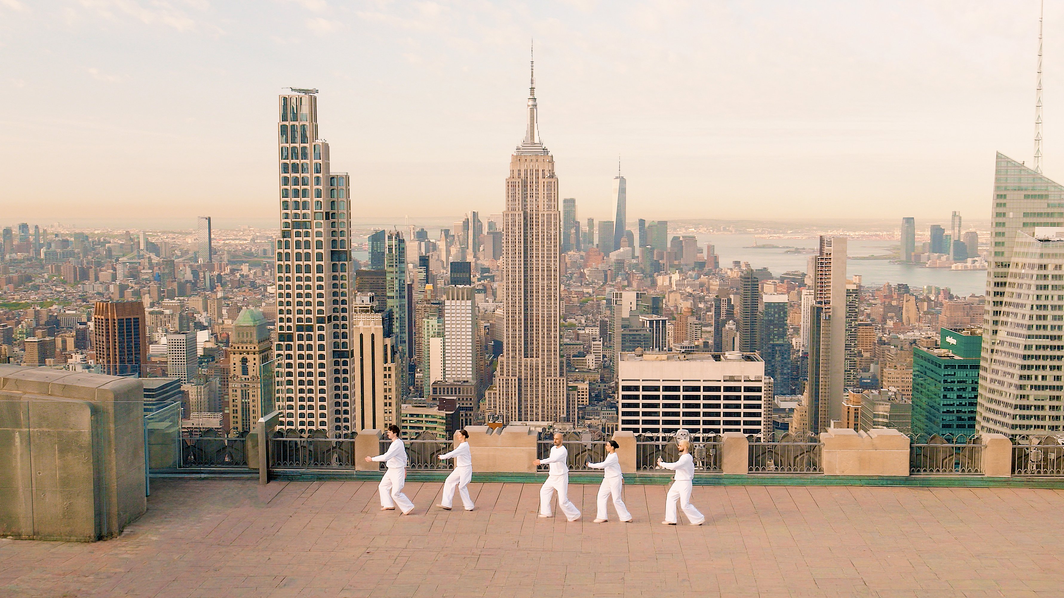 Dancers performing on the Top of the Rock - Rockefeller Center NYC