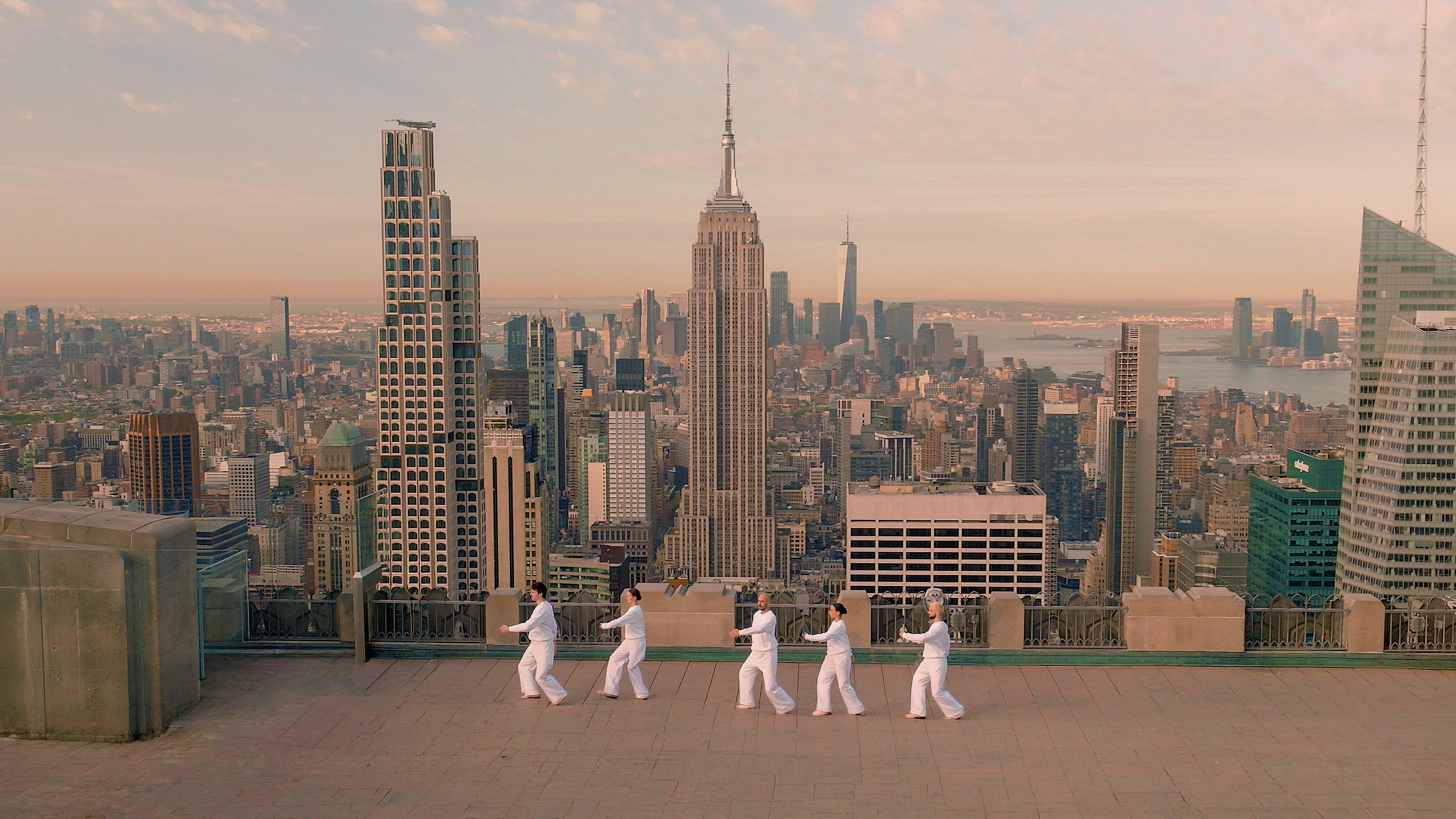 dancers performing at the top of the rock - Rockefeller Center NYC 